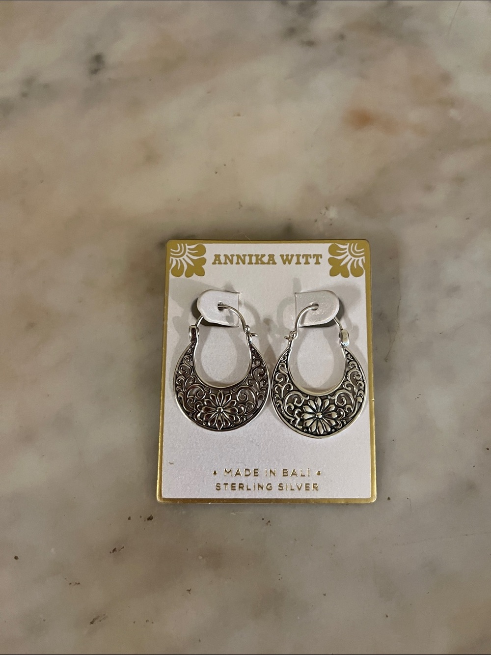 Annika Witt Sterling Silver Floral Hoop Earrings - Silver